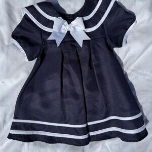 Rare Editions Navy Nautical Dress with White Collar Bow